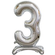 ЦИФРА 3 (76см.) Silver на подставке 10103