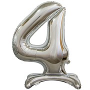 ЦИФРА 4 30" Silver на подставке 10104
